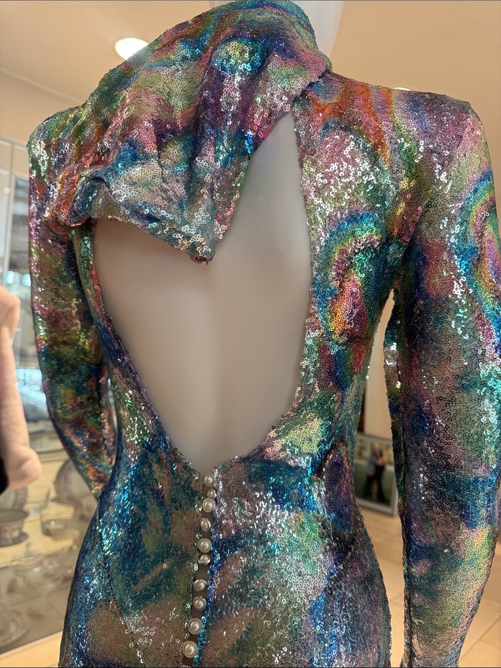 Mew Mews Nebraska Ombre Hooded Psychedelic Maxi Gown - Picture 10 of 15